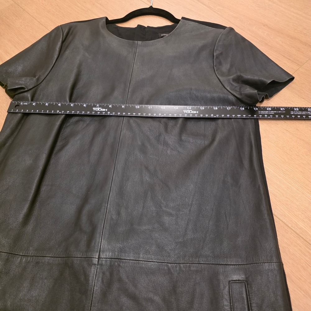 Banana Republic Dress Womens Size 12 Black Lamb Leather Front Shift Pockets - Picture 11 of 14
